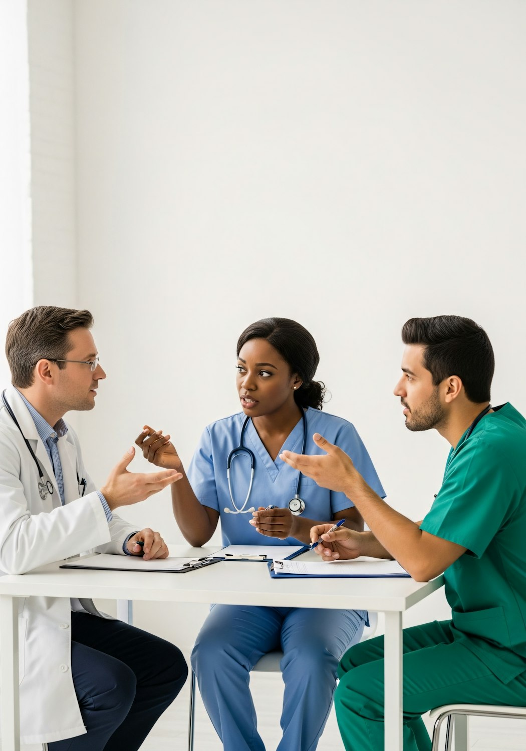 Clinical trial documents reviewed on a desk